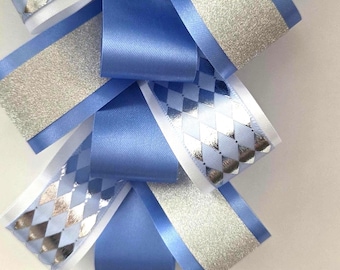 5 Yards Silver Diamond Printed Ribbon, 1 Inch Wide (#5), Multiple Colors, Texas Homecoming Mum , hair bow
