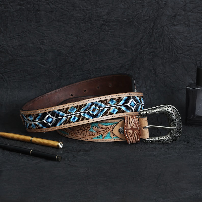 Hand Tooled Leather Western Belt |