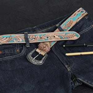 Hand Tooled Leather Western Belt |
