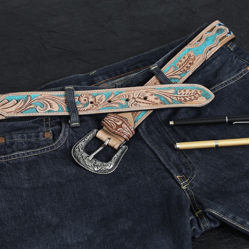 Hand Tooled Leather Western Belt |