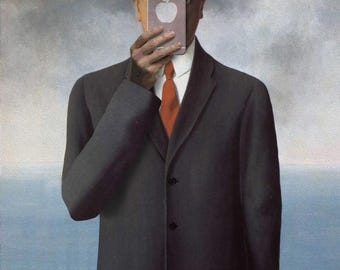 Son of Mans New Apple Rene Magritte Parody Art Humor Poster 12x18