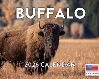 Calendario mensual de pared de búfalos y bisontes de 2026
