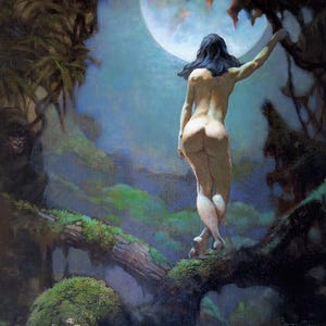 Lámina artística "Luna Rapture" de Frank Frazetta, decoración de pared de fantasía (30,5 x 45,7 cm) imagen 1