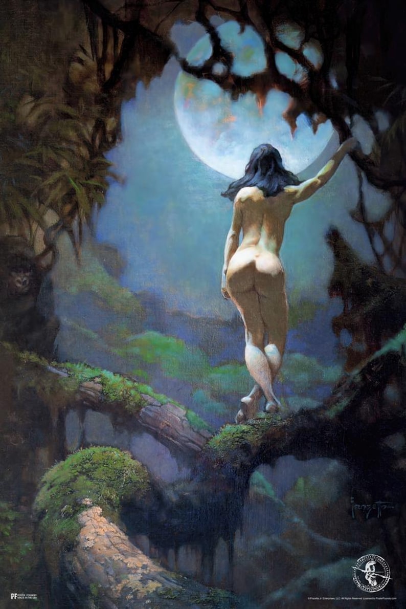 Lámina artística "Luna Rapture" de Frank Frazetta, decoración de pared de fantasía (30,5 x 45,7 cm) imagen 1