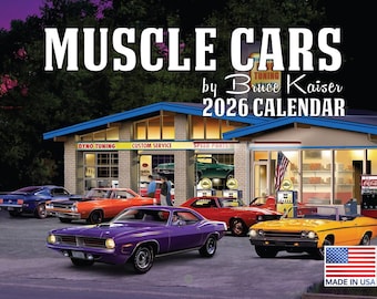 Bruce Kaiser Muscle Car 2026 Wall Calendar | Made in USA