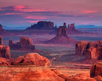 Impresión fotográfica de Hunts Mesa, Monument Valley: Arte mural de Utah, Arizona