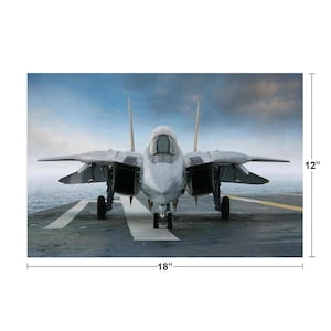 F 14 Tomcat Aircraft Fighter Jet On Carrier Deck Photo Cool Wall Art Print Poster zdjęcie 2