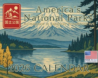 National Parks 2026 Calendar | Woodblock Art, USA Made