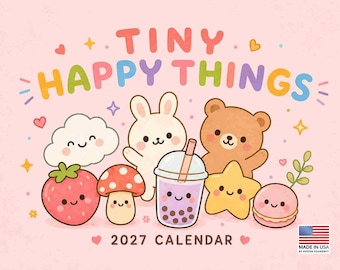 Tiny Happy Things Cute Kawaii Art 2027 Wall Calendar