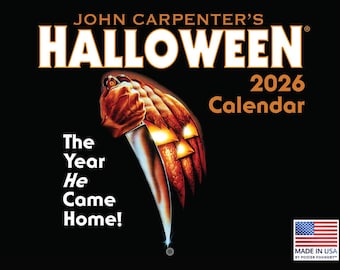 Calendario de Halloween 2026, regalos de Michael Myers, calendario de pared mensual de 12 meses, fabricado en EE. UU.
