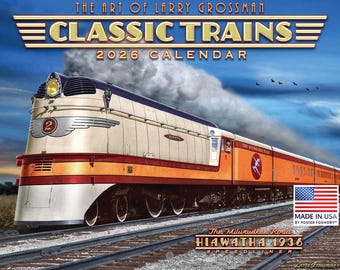 Classic Trains 2026 Wall Calendar | Larry Grossman Art, American Made