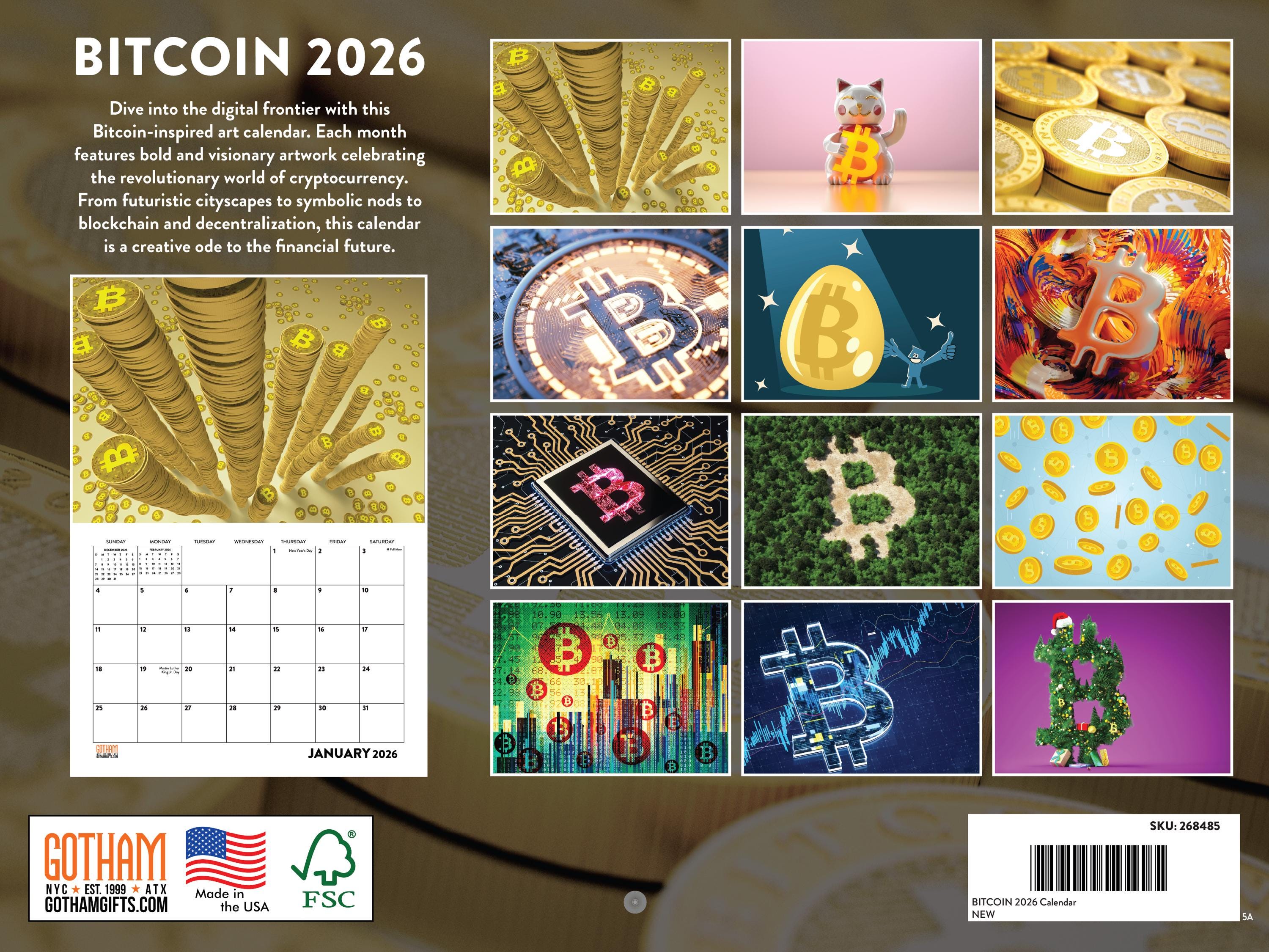 Bitcoin Calendar Bitcoin Calendar 2026 Monthly Wall Calender 12 Month | American Made in ...
