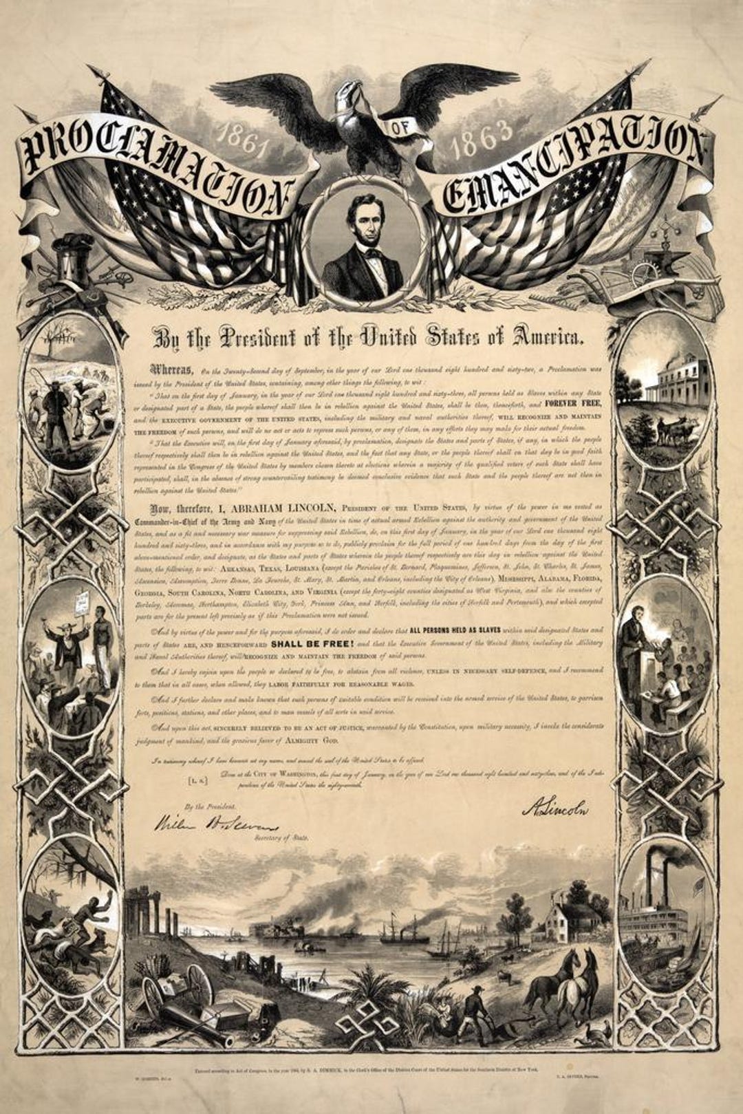 Emancipation Proclamation Antique Classroom Decor Art Print Poster ...
