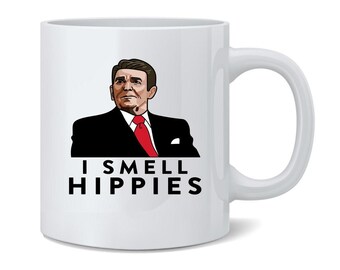 I Smell Hippies Ronald Reagan Funny Conservative Mug 12oz