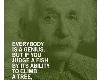 Albert Einstein Quote Print | Motivational Wall Art (12x18)