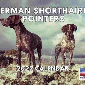 German Shorthaired Pointer Calendar 2027 GSP Monthly Wall Calender 12 Month | American Made In The USA