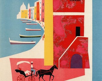 Procida Italy Vintage Travel Poster Print - Flegrean Islands Wall Art (24x36)
