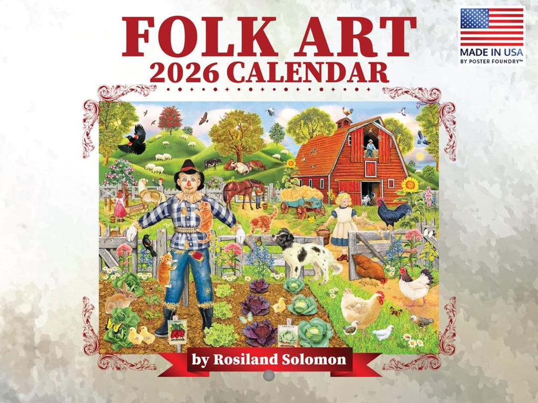 Folk Art Calendar 2026 by Rosiland Solomon Monthly Wall Calender