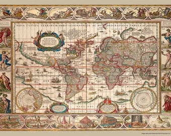 Ancient World Map Latin Illustration Cool Wall Art Print Poster 16x24