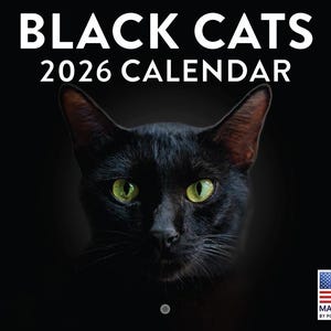 Black Cat Calendar 2026 Monthly Wall Calender 12 Month | American Made In The USA