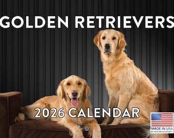 Golden Retriever Calendar 2026 Monthly Wall Calender 12 Month | American Made In The USA