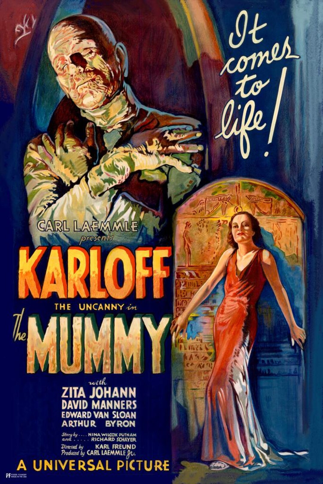 The Mummy 1932 Boris Karloff Horror Movie Spooky Art Print Poster 24x36 ...