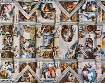 Sistine Chapel Ceiling Panoramic Art Print Poster (36x12)