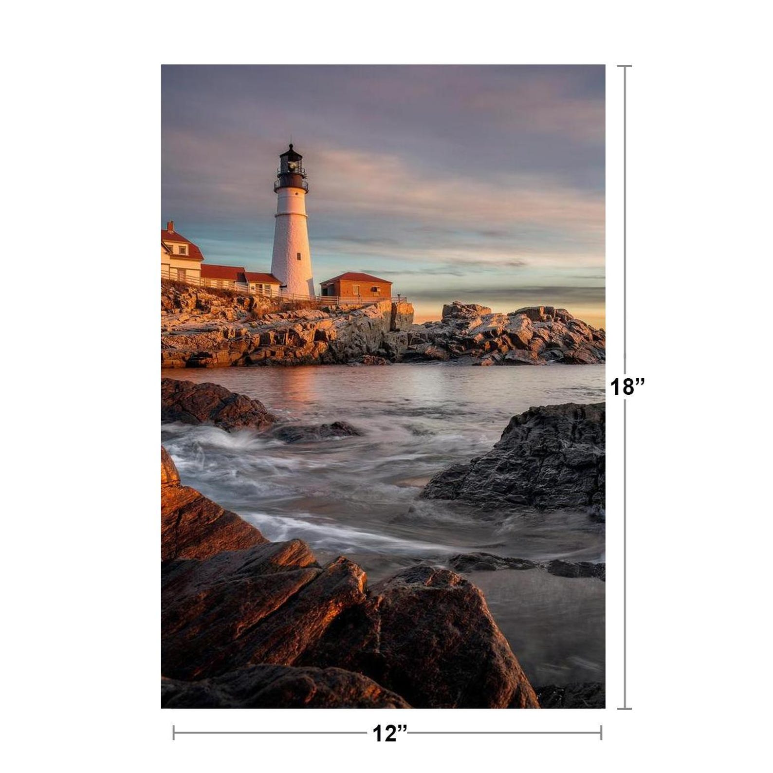 Portland Head Lighthouse Sunrise Photo Print, Coastal Wall Art (12x18 ...
