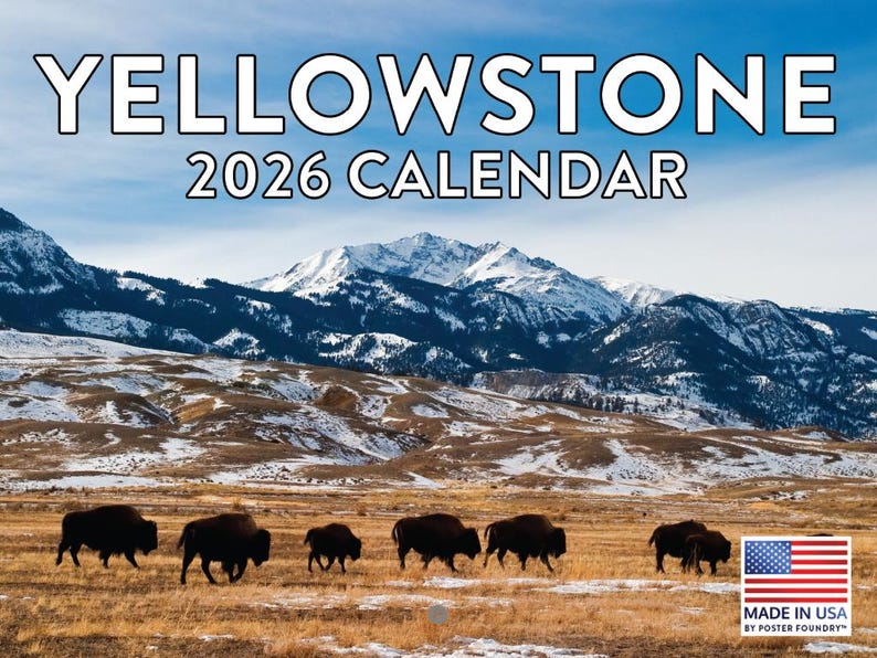 Yellowstone Calendar 2026 National Park Monthly Wall Calender 12 Month