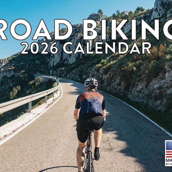 Calendario de ciclismo 2026 / Calendario de pared mensual de ciclismo de carretera, fabricado en EE. UU.