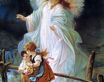 Lindberg Heilige Schutzengel Guardian Angel Children Bridge Art Poster