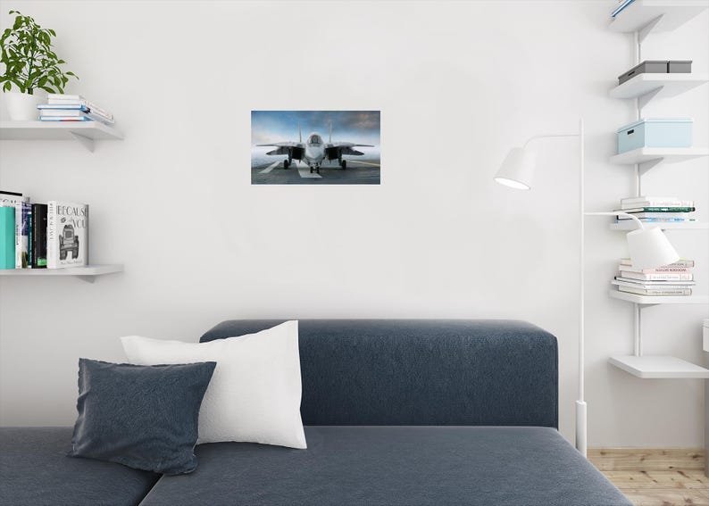 F 14 Tomcat Aircraft Fighter Jet On Carrier Deck Photo Cool Wall Art Print Poster zdjęcie 5