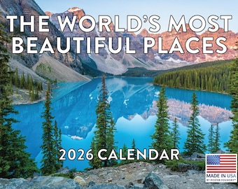 Calendario de pared de los lugares más bellos del mundo 2026 / Hecho en EE. UU.
