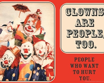 Creepy Clowns Art Print | Spooky Halloween Poster (18x12)