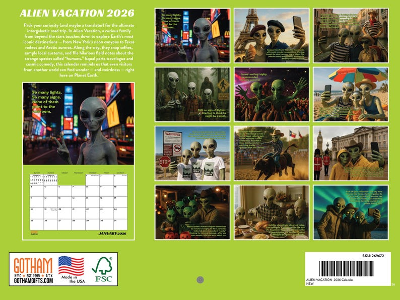 Alien Vacation 2026 Calendar Wall - Etsy