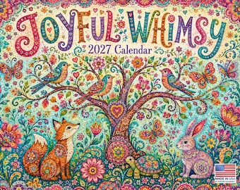 Joyful Whimsy Colorful Folk Art 2027 Wall Calendar Quotes