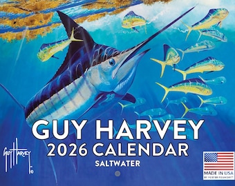 Calendario de peces de agua salada de Guy Harvey 2026 / Hecho en EE. UU.