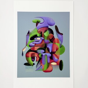 Modern Abstract Art Print: Colorful Shapes on Fine Art Paper (13"x19")