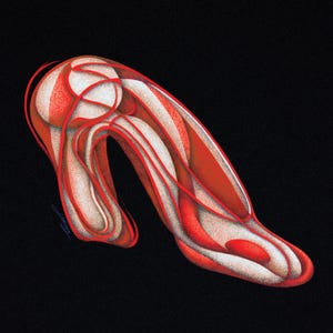 Abstract Red White Art Print: Modern Textured Paper (12"x12")