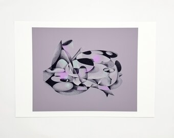 Abstract Black Gray Pink Art Print 13x19 Fine Art Paper 250gsm (Digital)