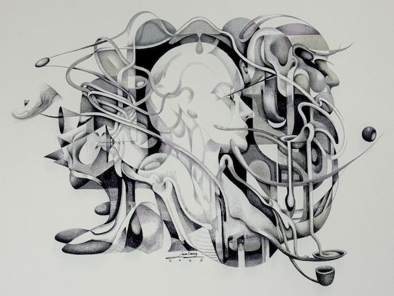 Surreal black and gray silhouette Art Print 13x19 Fine Art Paper 250gsm (Digital)