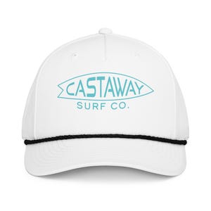 Castaway Surfboard Rope Hat | Outlined Surfboard Logo, Adjustable Unisex Cap, Surf Style