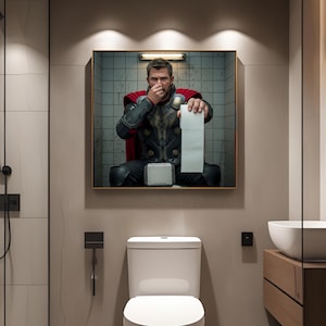 Thor Toilet Humor – Funny Superhero Bathroom Scene Collectible – Hilarious Thor Holding Toilet Paper Figure – 4K Digital Download