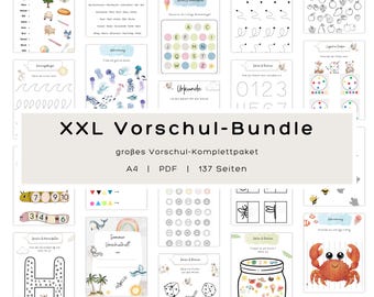 XXL Preschool Bundle, PDF 137 pages, Preschool Workbook, Preschool Worksheets, Summer Preschool Workbook, Large Bundle, School Preparation