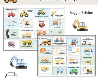 Lunchbox messages for kindergarten / Lunchbox messages / Affirmations for school / Messages for the snack box / Excavator