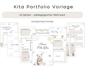 Kindergarten portfolio template, kindergarten portfolio PDF, kindergarten memory book, children's portfolio folder, kindergarten portfolio download, 54 pages
