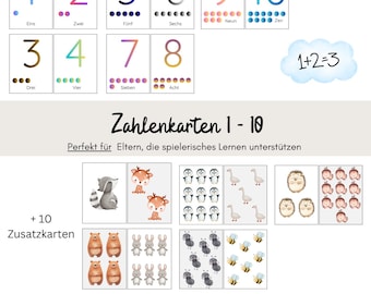 Children learning numbers, matching cards to numbers, preschool, children learning numbers (PDF), learning numbers in 1st grade, Montessori, PDF