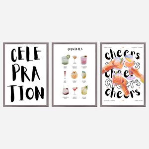 Set of 3 posters for the living room/ Party Love / Living room poster / Dining room poster / Cocktail poster / Wall decoration / Dining room / Celebration