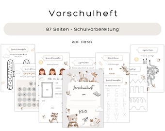 Vorschulheft PDF 87 Seiten, Vorschule Arbeitsblätter, Schulvorbereitung Kindergarten, Arbeitsblätter Vorschule, Vorschulaufgaben Kinder,