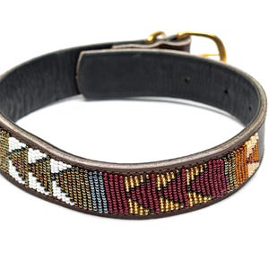 Handmade Maasai Beaded Leather Dog Collar- Pet Gift, Personalized Dog Collar, African Dog Collar, Custom Dog Collar with ID Tag